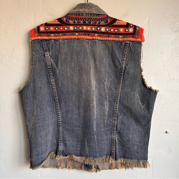 Denim & Supply Ralph Lauren Distressed Blue Denim Vest Embroidered Boho Festival - Picture 8 of 9